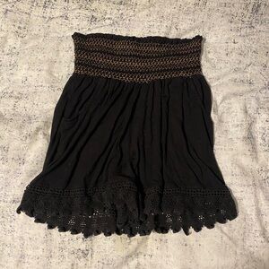 Earthbound Trading Co. Smocked Crochet Hem Shorts